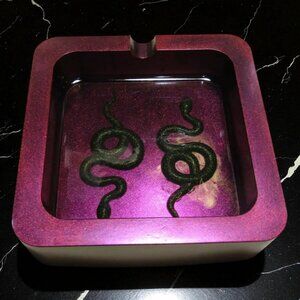 Pink & Orange Ashtray or Trinket Dish with Snakes.